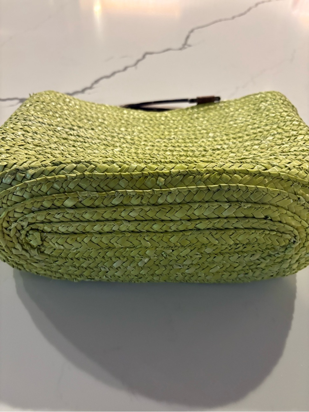 NWT Caribbean Joe Lime Green Wheat Straw HandHeld Tote Bag - Picture 7 of 12